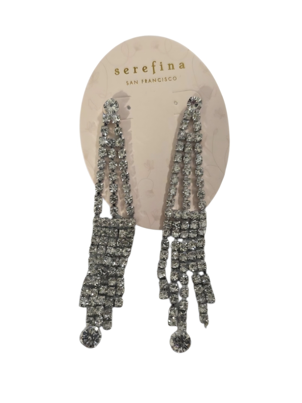 Serefina San Francisco Silver Rhinestone Chandelier Fringe Earrings